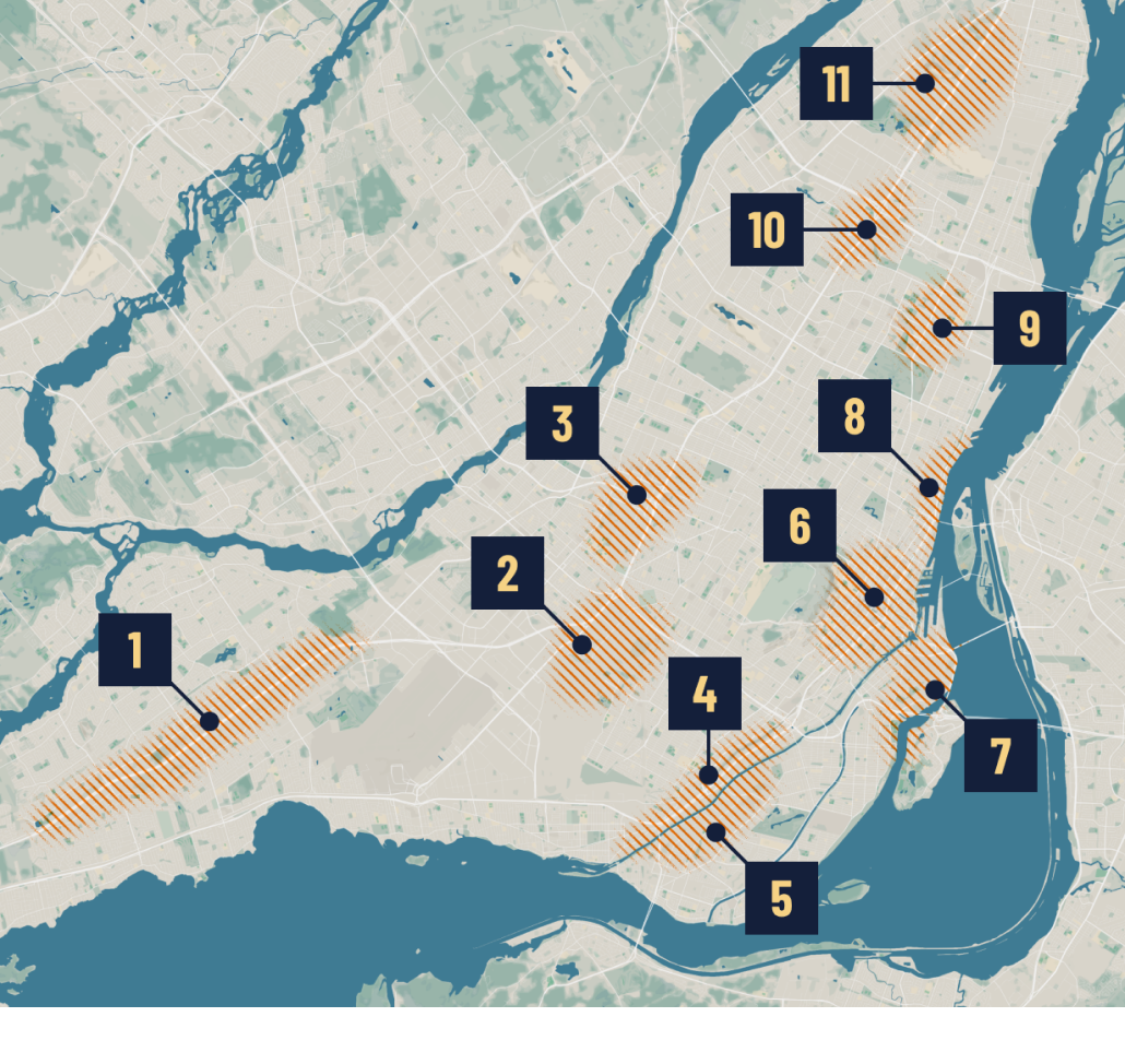 Projection de montréal avec une forte densification en 2100