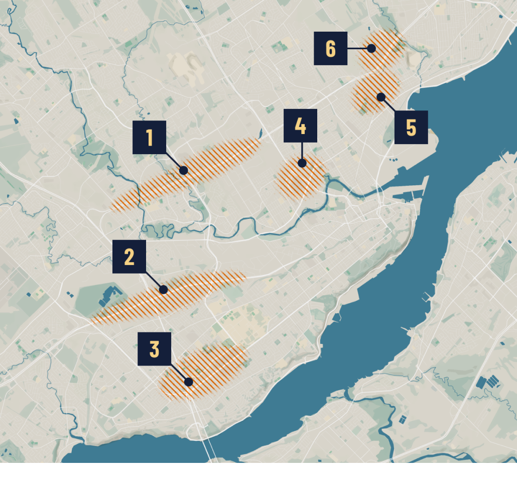 Projection de québec avec une forte densification en 2100